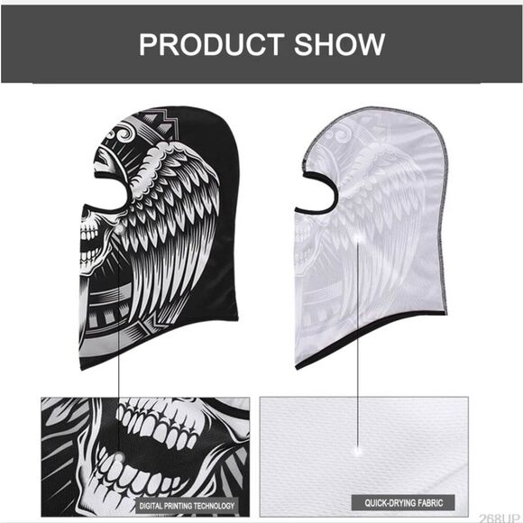 Tactical Skull Ghost Printed Full Face Mask Balaclava Halloween Ski Motorcycle - Picture 5 of 6